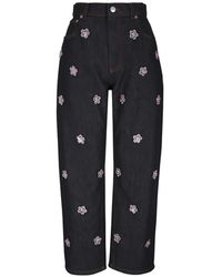 Marni - Vaqueros Rectos Con Aplique Floral - Lyst