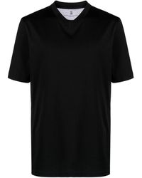 Brunello Cucinelli - T-Shirt mit V-Ausschnitt - Lyst