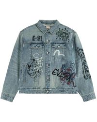 Evisu - Fortune Theme Hand-Painted Denim Jacket - Lyst