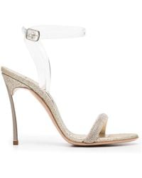 Casadei - Transparent High Heel Sandals With Glitter Finish - Lyst
