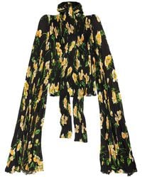 Balenciaga - Floral-Print Pleated Blouse - Lyst