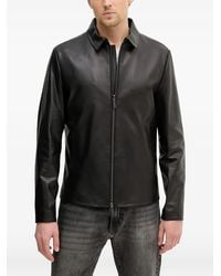 Guess - Zip-Up Leather Jacket - Lyst