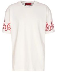 Vision Of Super - Flame-embroidered Crew-neck T-shirt - Lyst