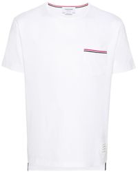 Thom Browne - T-shirt en coton et poche à rayures tricolores - Lyst