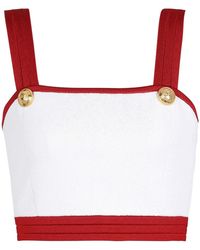 Balmain - Cropped Contrasting-Trim Detail Top - Lyst
