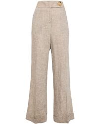 Tory Burch - Linen Flared Trousers - Lyst