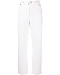 R13 Jean crop à taille haute - Blanc