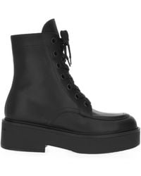 Gianvito Rossi - Lace-Up Leather Ankle Boots - Lyst