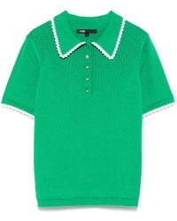 Maje - Pointelle-Knit Crochet Polo Top - Lyst