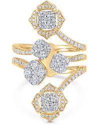 Sara Weinstock - 18kt Yellow Gold Leela Cluster Diamond Cushion Ring - Lyst