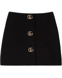 Gucci - Double G Buttoned Mini Skirt - Lyst