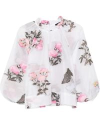 Cynthia Rowley - Floral-Embroidered Blouse - Lyst