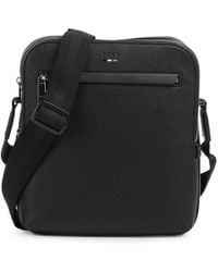 BOSS - Logo-Detail Leather Messenger Bag - Lyst