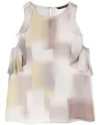 ARMANI EXCHANGE - Ruffled-Details Abstract-Print Blouse - Lyst
