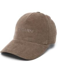 Saint Laurent - Corduroy Cap With Embroidered Logo - Lyst