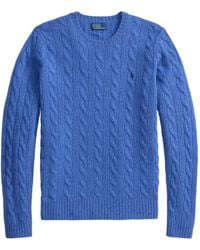 Polo Ralph Lauren - Cable-Knit Logo-Embroidered Sweater - Lyst