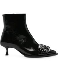 Ganni - Buckle-Detail Pointed-Toe Ankle Boots - Lyst