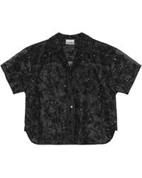 Ganni - Sequin-Embellished Short-Sleeve Shirt - Lyst