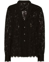Dolce & Gabbana - Lace-panelling Notched-collar Shirt - Lyst