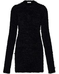 Ferragamo - Astrakhan-Effect Long-Sleeve Mini Dress - Lyst