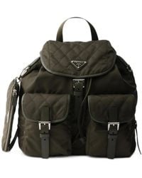 Prada - Medium Quilted Re-Nylon Backpack With Saffiano Leather Trim - Lyst