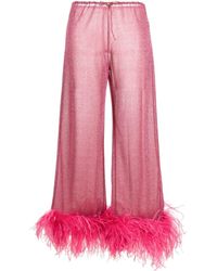 Oséree - Wide Leg Trousers With Feather Detail - Lyst