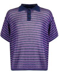 Bode - Striped Open-knit Polo Shirt - Lyst
