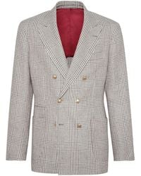 Brunello Cucinelli - Puppytooth Double-Breasted Blazer - Lyst