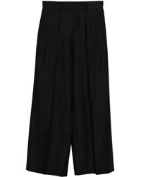 Alberta Ferretti - Wide-Leg Wool Blend Trousers With High Waist - Lyst