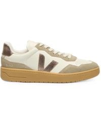 Veja - V-90 Leather Pure Bronze Natural Sneakers - Lyst