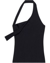 Courreges - Top sin mangas asimétrico de canalé - Lyst