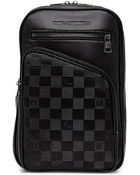 KARL LAGERFELD - Sacoche À Motif Damier Et Plaque Logo - Lyst
