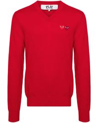 COMME DES GARÇONS PLAY - Heart-Patch Wool Jumper - Lyst