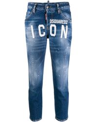 DSquared² Vaqueros capri con logo ICON - Azul