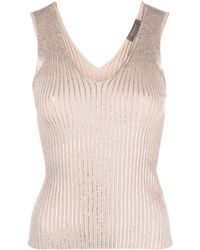 Peserico - Ribbed-knit V-neck Top - Lyst