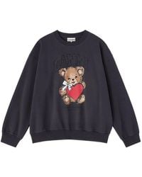 Ganni - Teddy-Print Sweatshirt - Lyst
