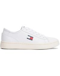 Tommy Hilfiger - Logo-Detail Leather Sneakers - Lyst