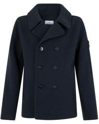 Stone Island - 4100040 Heavy Melton Peacoat - Lyst