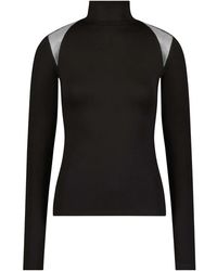 MARCELLA - Maria Mesh-Panel Turtleneck Top - Lyst
