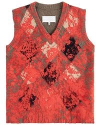 Maison Margiela - Overpainted Argyle Knitwear Waistcoat - Lyst