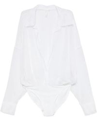 Norma Kamali - Oversized-Fit Sheer Bodysuit - Lyst