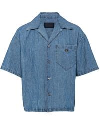 Prada - Short-sleeved Chambray Shirt - Lyst
