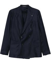 Tagliatore - Pinstripe-print Double-breasted Blazer - Lyst