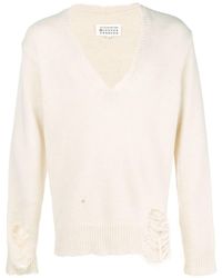 Maison Margiela - V-neck Distressed Sweater - Lyst