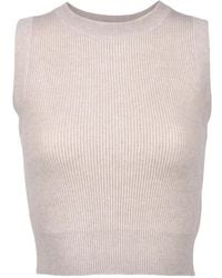 Brunello Cucinelli - Ribbed-Knit Sleeveless Tank Top - Lyst