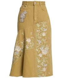 Erdem - Floral-Embroidered Midi Skirt - Lyst