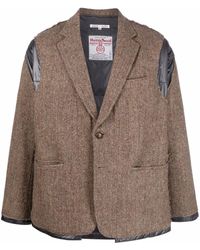 Needles Ripped-detailing Single-breasted Blazer - Multicolour