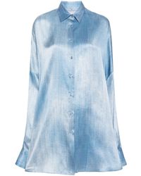 Ermanno Scervino - Denim-print Silk Shirt - Lyst