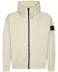 Stone Island - 6100009 Organic-Cotton Fleece Oversized-Fit Zip-Up Hooded Sweatshirt With Pockets - Lyst