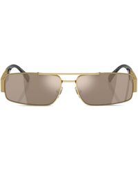 Versace - Logo-plaque Rectangular-frame Sunglasses - Lyst